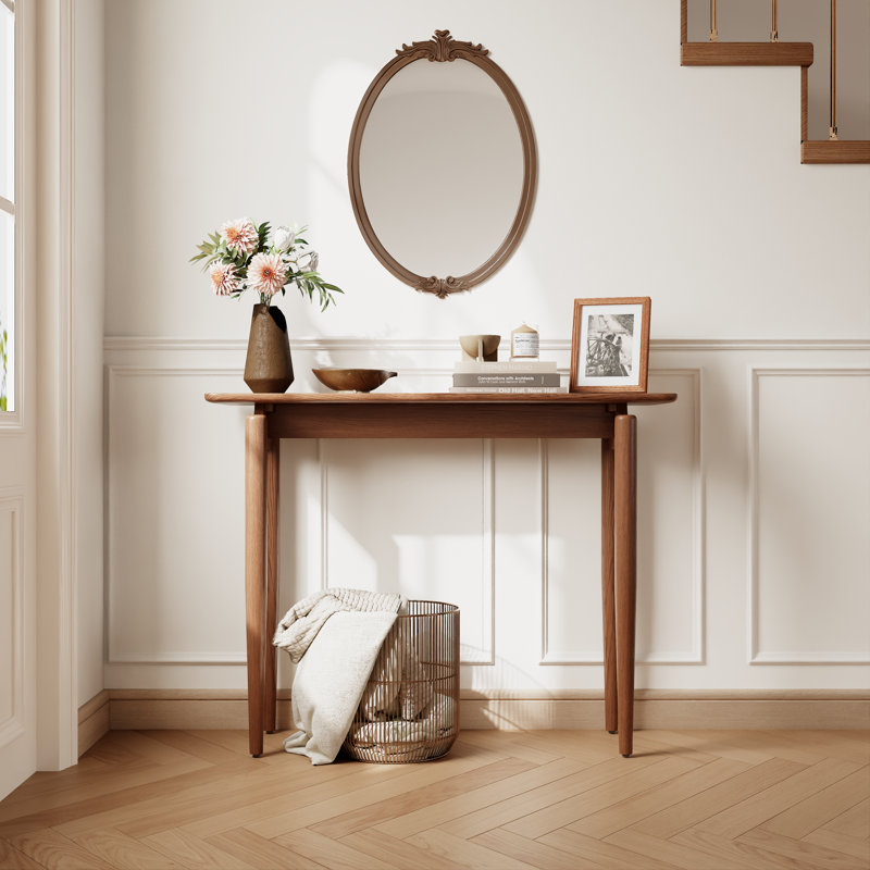 Console minimaliste Aastha en bois massif, table d'entrée moderne pour couloir et salon, L 39,27 po, Brun