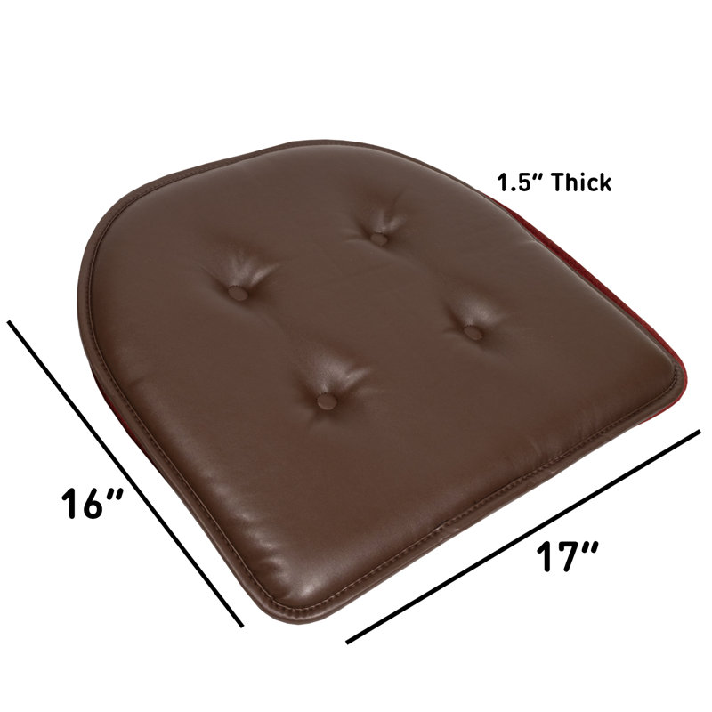 Faux Leather Indoor Chair Cushion/Pad, Brown, Set of 2