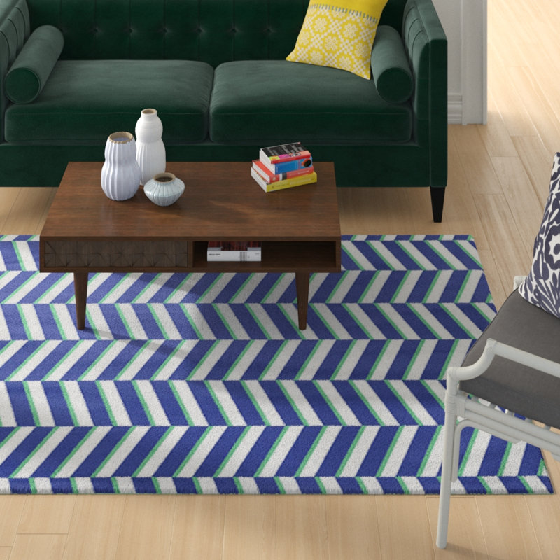Tapis décoratif à rayures fracturées, Rectangle de 5 pi x 7 pi