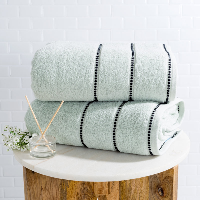 Braswell 2-Piece Luxury Cotton Towel Set - Quick Drying 100% Zero Twist Cotton Bath Towels, Seafoam