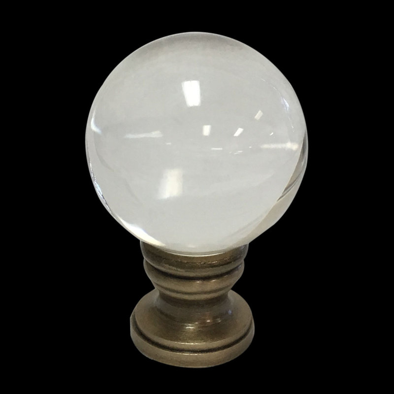 Faîteau de lampe boule de cristal, Base laiton antique