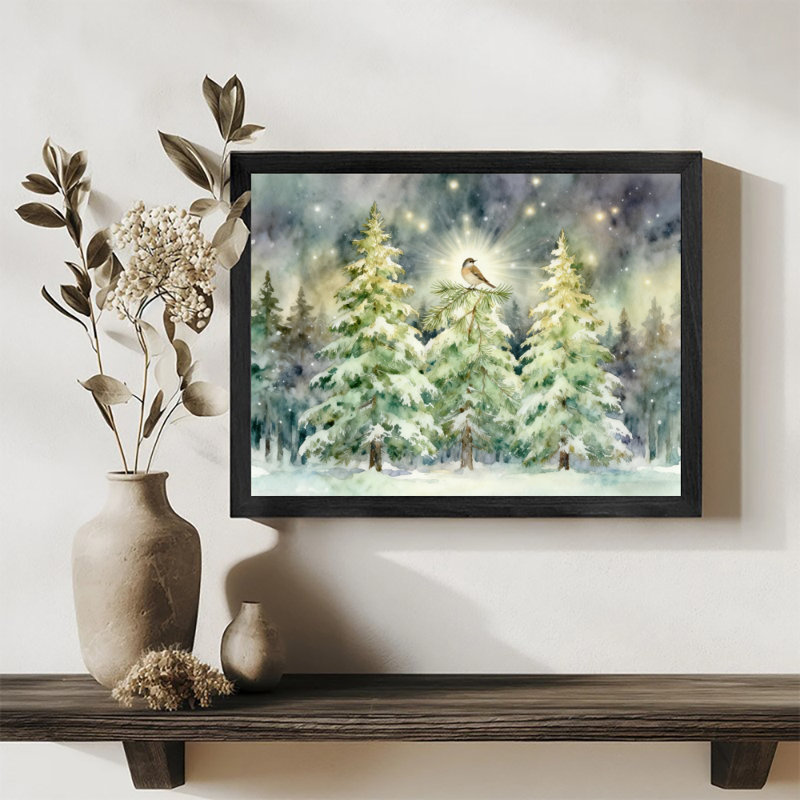 Art mural rétro noir, cèdre de Noël rétro, impressions encadrées, H 13 po x l 17 po