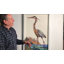 Ensemble de 2 grues en papier, collage, art mural