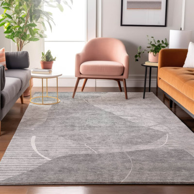 Premium Machine Washable Prisco Grey Rug