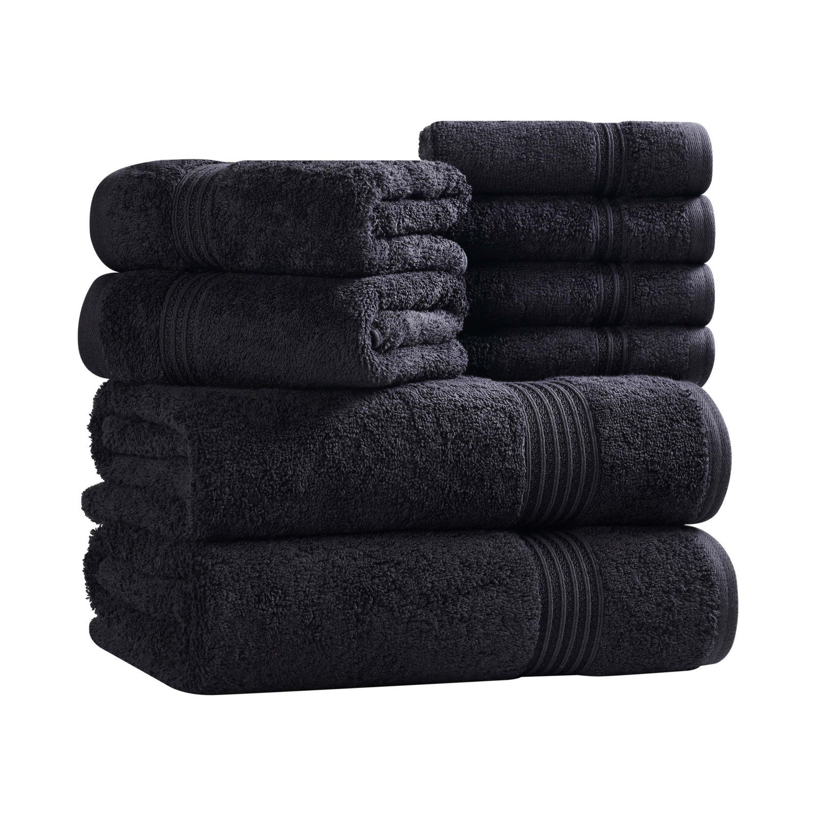 Alexia 8-Piece Egyptian Cotton Towel Set, Black