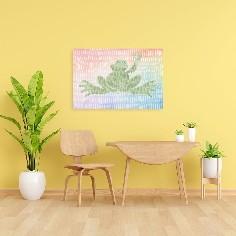 Rainbow Frog, signe de paix, art mural coloré, 24" H x 36" W
