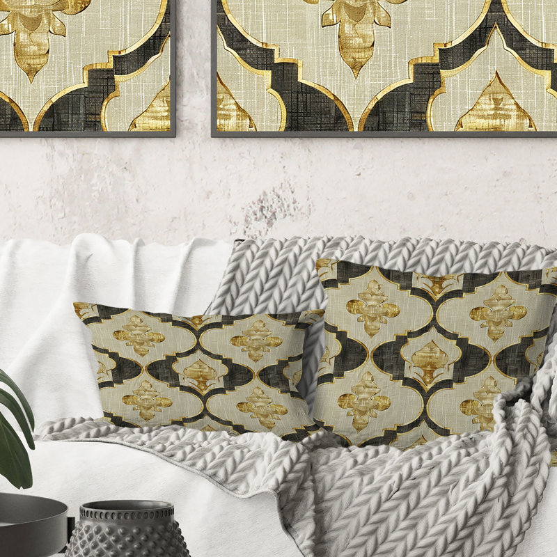 Coussin décoratif beige Mid-Century Quatrfoil Glam - Mid-Century Beige, H 18 po x l 18 po