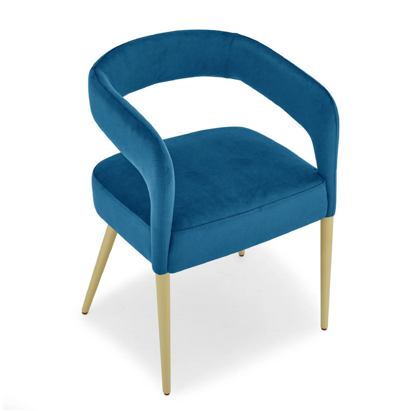  2-Piece Hollow Backrest Accent Chair, Flannelette Fabric with Armrests, Bleu