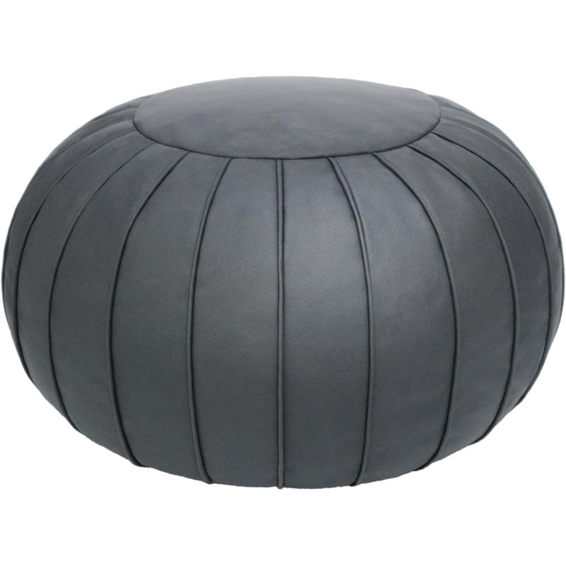 Cohill Upholstered Pouf, Black Leather Match/Leather