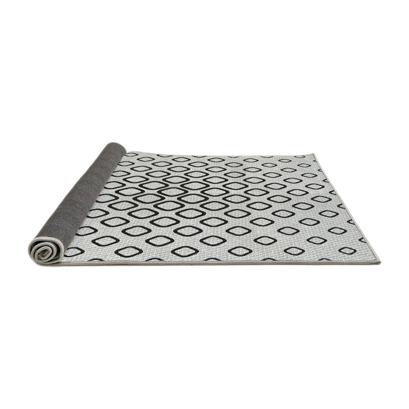 Tapis noir/gris à motifs, Rond 4 pi