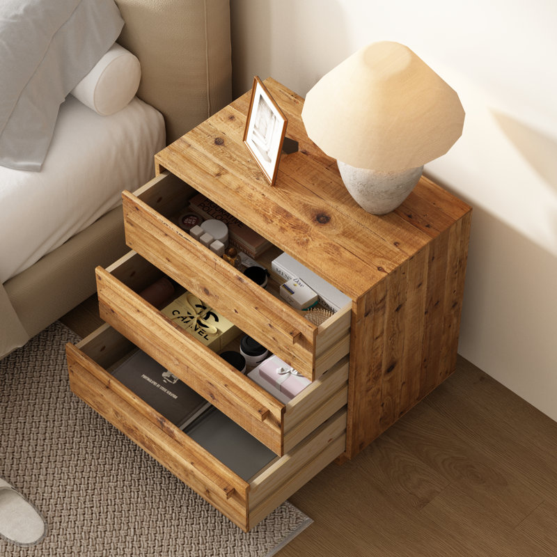 Table de chevet en bois récupéré Hanifah l 23,6 po, Set of 1