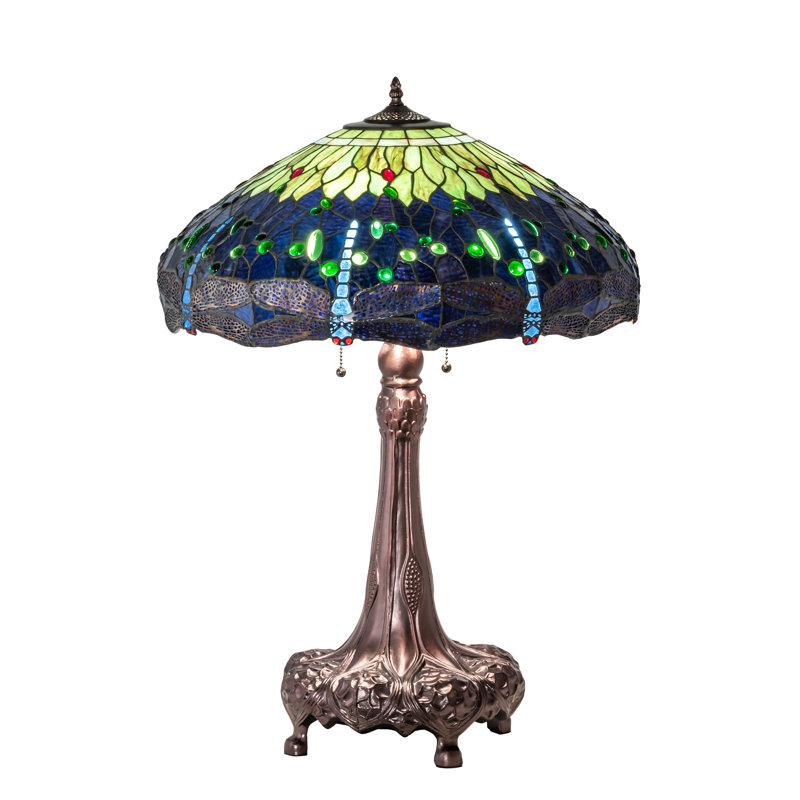 31" High Tiffany Hanginghead Dragonfly Table Lamp