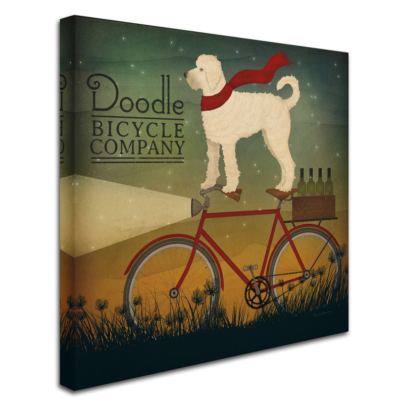 « white doodle on vélo summer », reproduction d’impression sur toile tendue, H 18 po x l 18 po