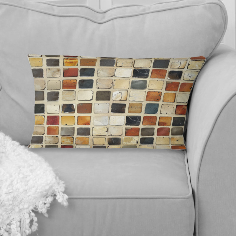 Carreaux de mosaïque beige Mid-Century - Coussin lombaire Mid-Century