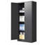 Armoire de rangement en métal 71 po H, armoire verrouillable en acier noir avec portes et 3 tablettes, armoires hautes-1407435549
