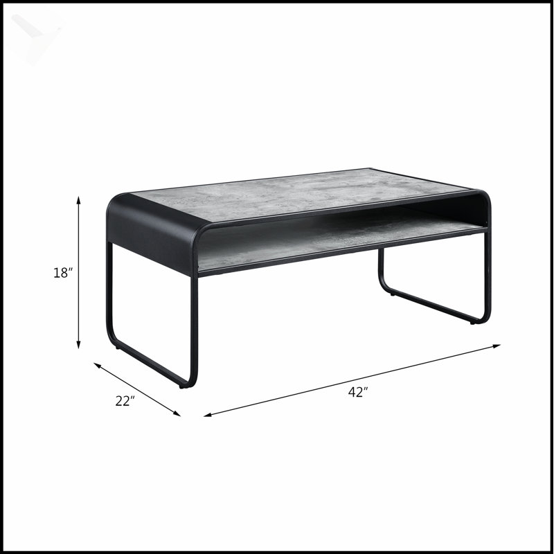 Table basse Raziela à finition noire, durable et élégante pour les espaces de vie modernes, H 18 po x L 42 po x l 22 po
