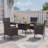 5-Piece Outdoor Rattan Dining Set With Cushions, Armchairs, And Glass-Top Table-109707249
