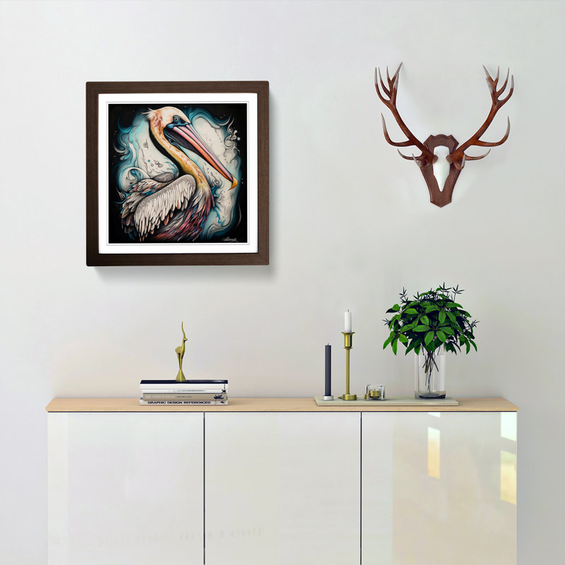 Pelican Neo-Traditional - Framed Print, Walnut