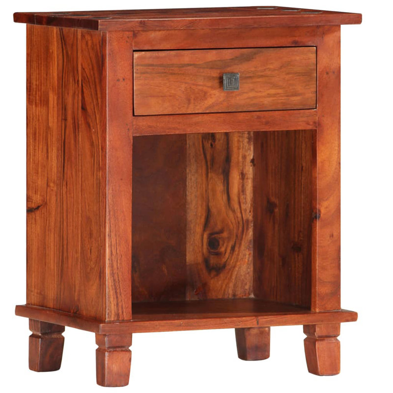  Armoire de chevet en bois d'acacia massif 15,7 x 11,8 x 19,7 po
