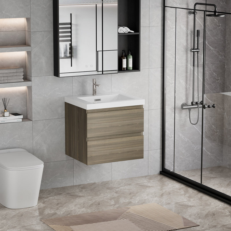 30" Floating Bathroom Vanity With Sink, Gray
