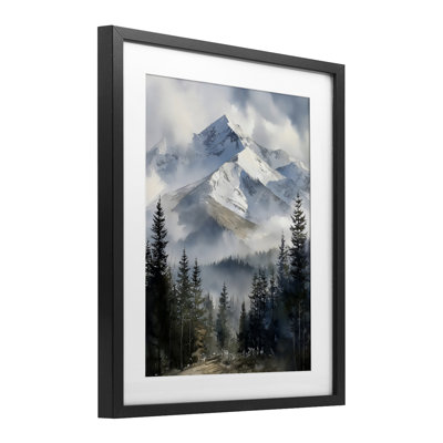 «Snow & Mist Alpines», reproduction sous verre encadrée, design par Franklyn Gregory