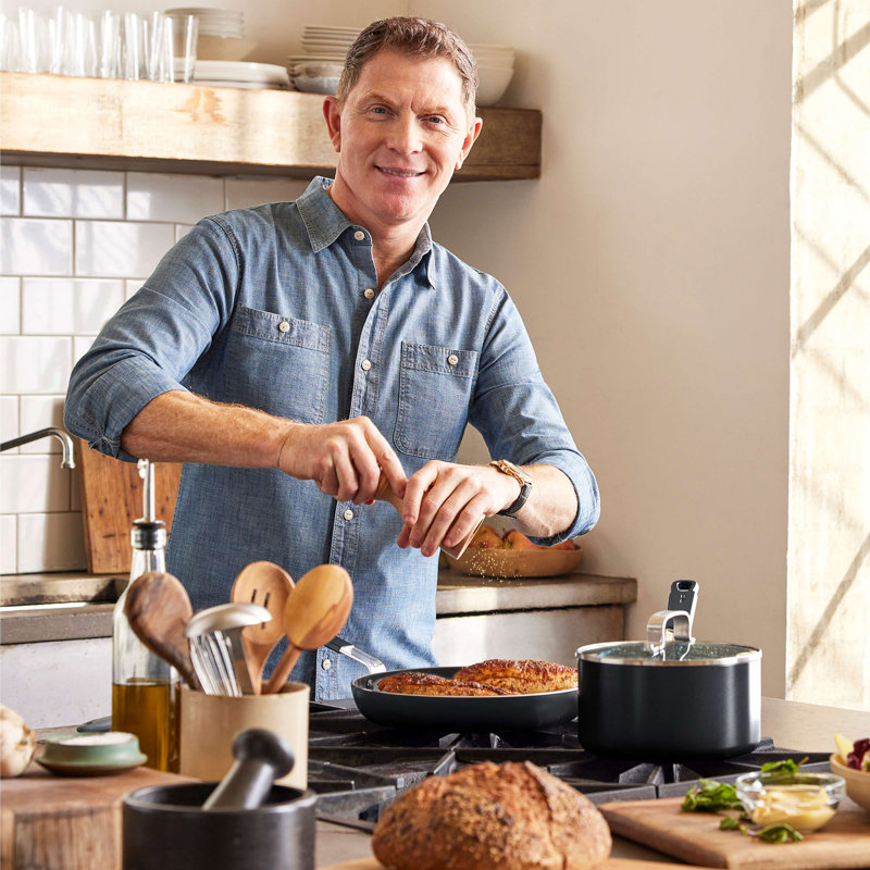 Bobby Flay by GreenPan Professional Grade Ceramic Nonstick 4.5QT Sauté Pan with Lid, White