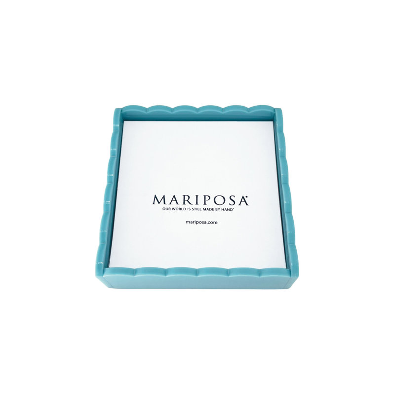 Teal Scallop Napkin Box with Insert, Teal