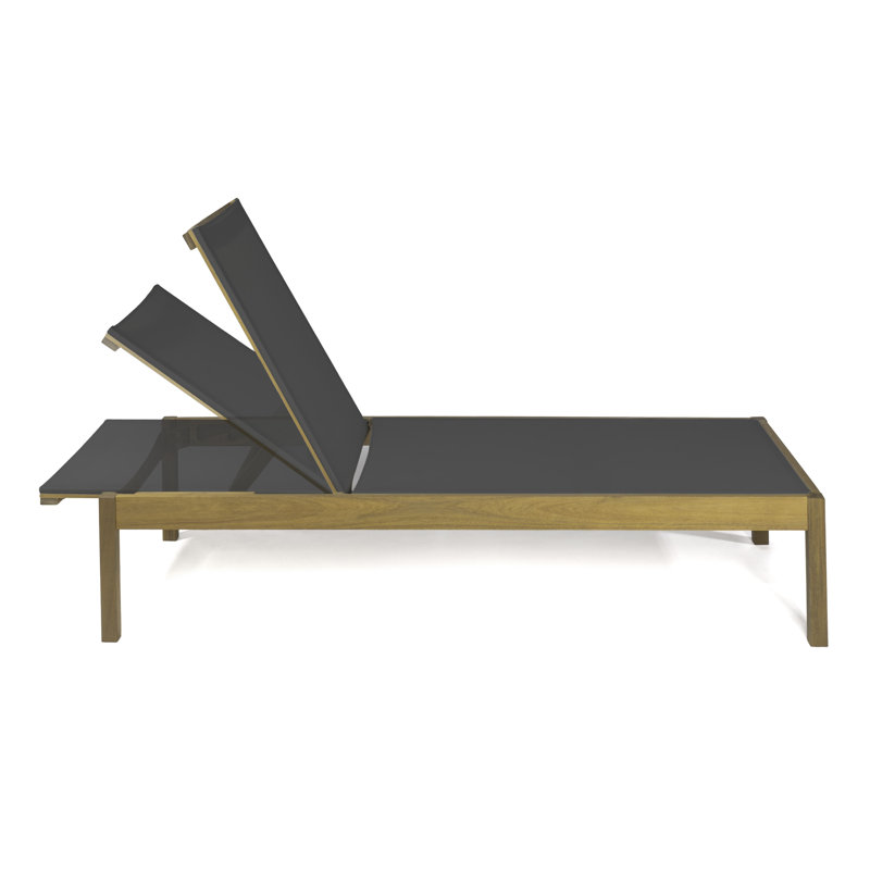 Méridienne d'extérieur réglable en bois d'acacia Lagunan, Gris foncé
