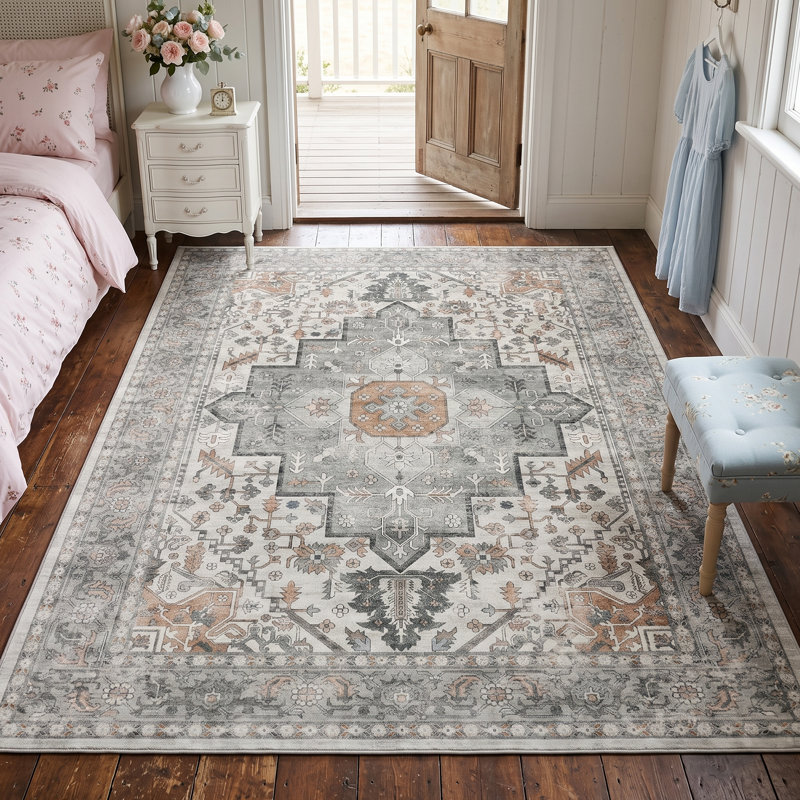 Tapis d'intérieur antidérapant lavable à la machine, Beige, 6'*9'