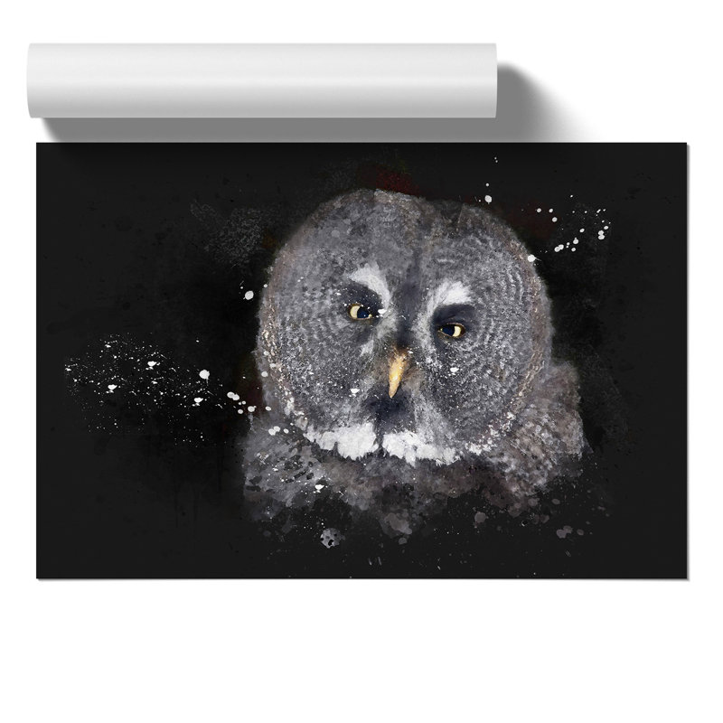 Great Grey Owl Vol.2 Paint Splash - Unframed Graphic Art, 42cm H x 59cm W x 0.1cm D