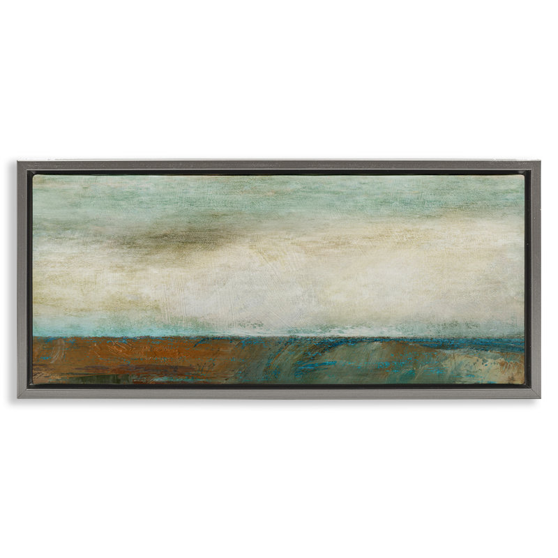  "Brossé paysage marin", art mural encadré par Suzanne Nicoll, H 14 po x l 31 po, Cadre flottant gris lustré