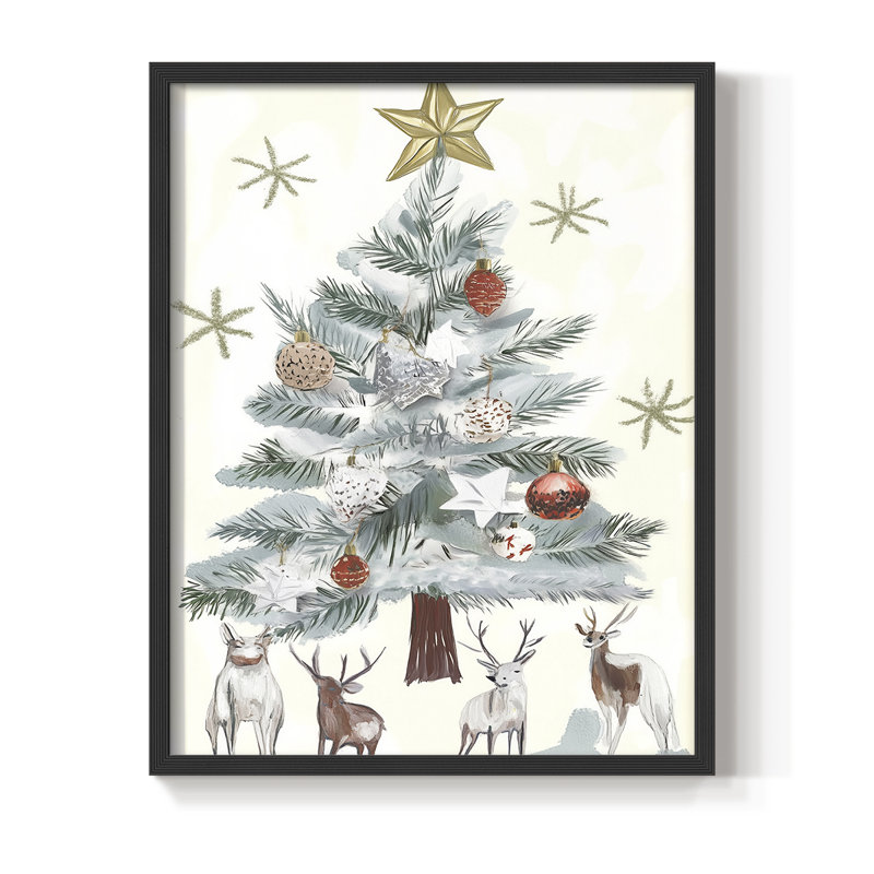 «Christmas Holiday Art» CECXI, reproduction d'art encadrée - bois massif, Noir, noir, noir, noir, H 30 po x l 24 po