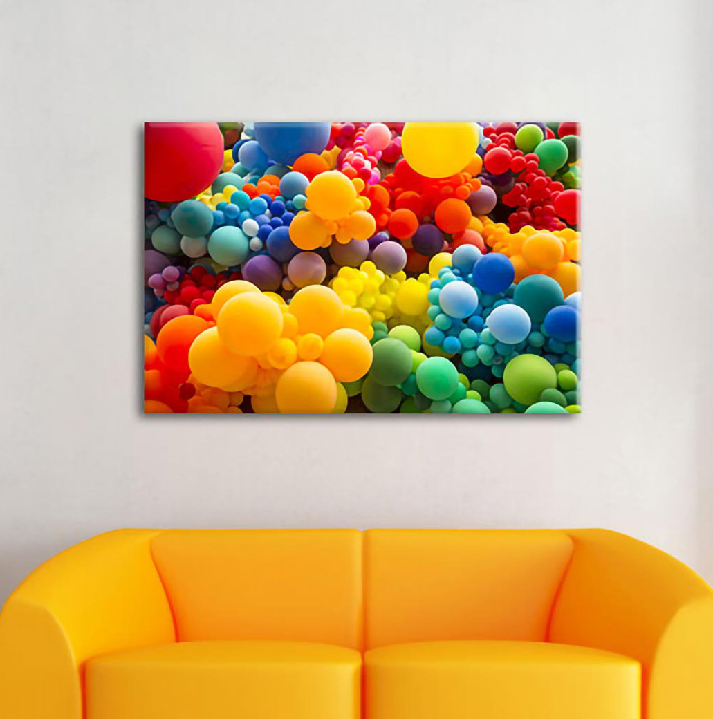 Leinwandbild Hunderte von bunten Luftballons