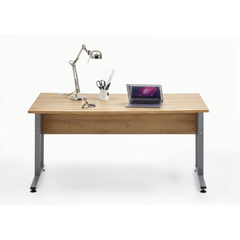 Cepeda Metal Base Desk Shell, Hellbraun/Grau, 75 cm H x 160 cm B x 80 cm T