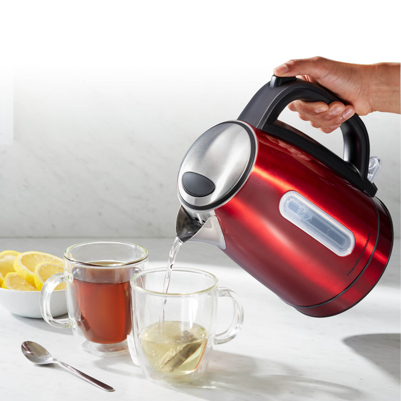 Red Stainless Steel Electric Kettle with LED Light Ring