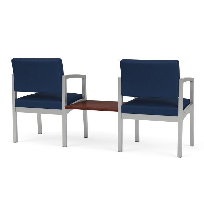 Structure tandem 2 places avec table centrale en acier Lenox, Argent / cerise Canyon, Cerise Canyon