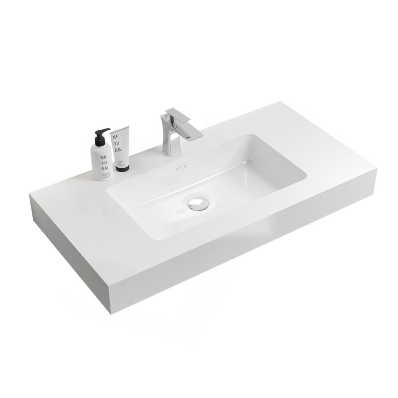 Integrated Surface Basin Without Drain And Faucet, White