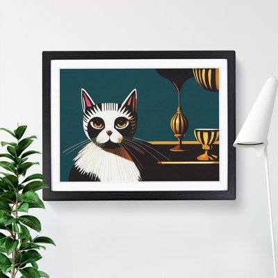 Sitting Cat Abstract - Framed Print
