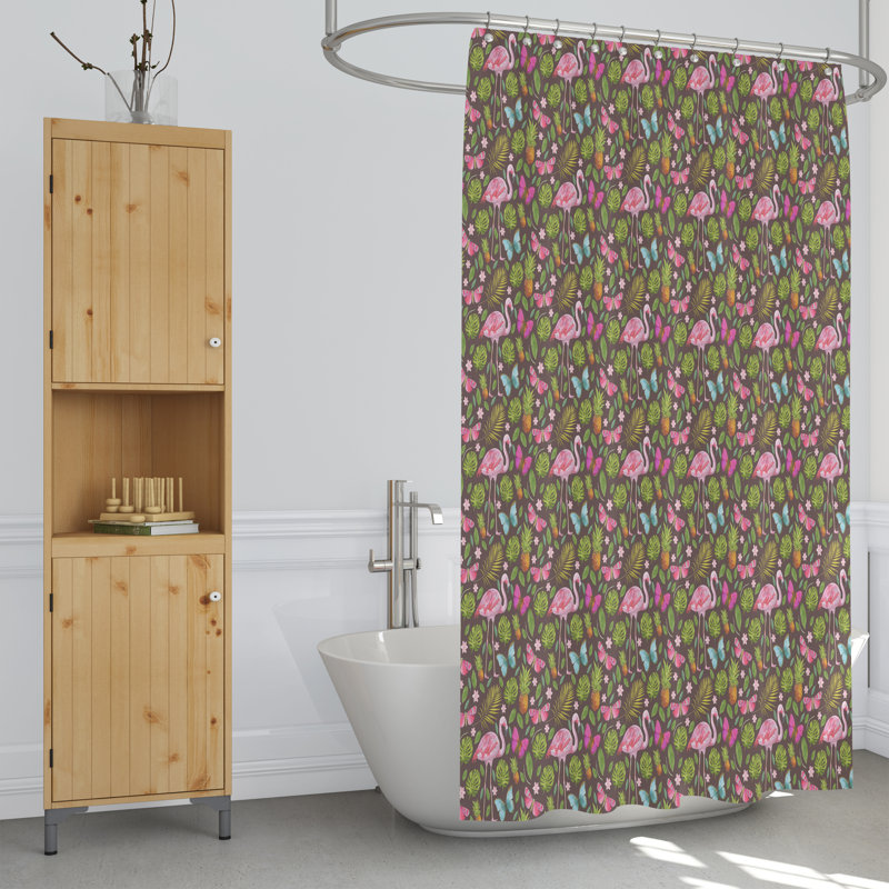 Rideau de douche simple à motif floral + crochets, H 72 po x l 70 po