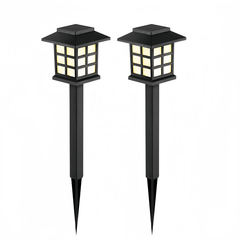 Éclairage solaire extérieur, paquet de 2 lumières de sentier solaires à DEL blanc chaud imperméables, lumières de passage solaires en forme de maison, panneau solaire en polysilicate avec pile AAA Ni-Cd 600 mAh, lumières de paysage durables pour jardin, chemin, cour, patio, allée