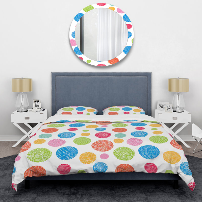 Motif de cercles multicolores - ensemble de housse de couette abstrait - polyester microfibre