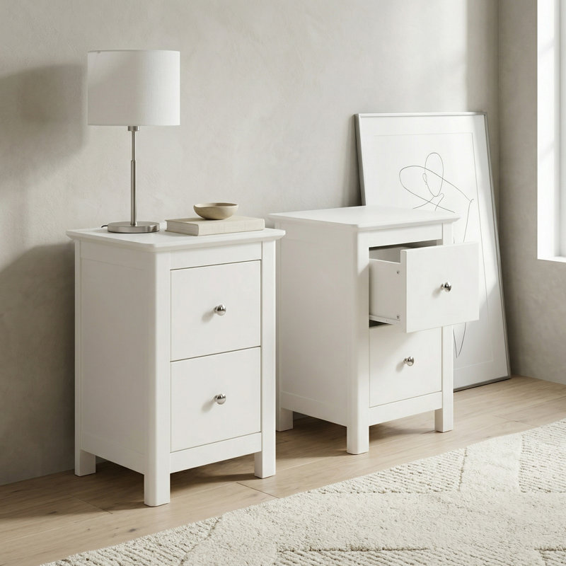 Set of 2 Nairn 2-Drawer Petite Bedside Cabinets