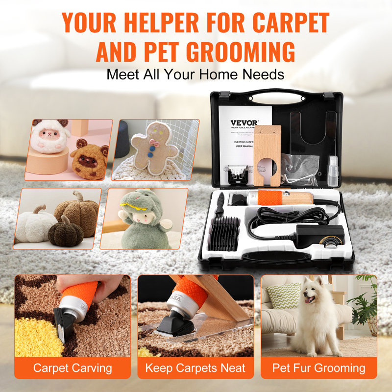 Carpet Trimmer with Shearing Guide, 200W Electric Speed Adjustable