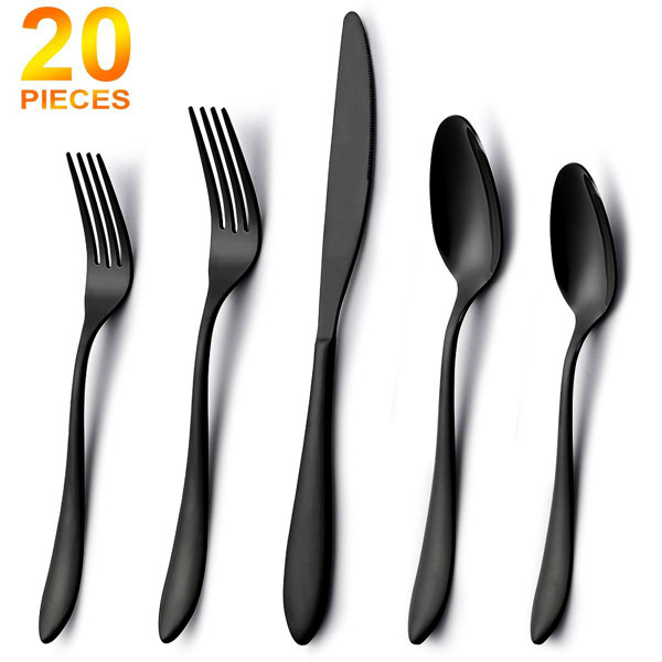 50 Pack Black Heavy Duty Plastic Utensil Set, Premium Disposable Sleek  Cutlery Flatware in 2023