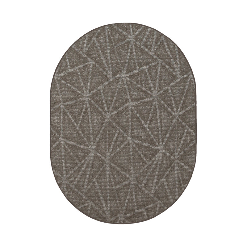Tapis gris en nylon tissé à la machine Bowersock, Oval 12 pi x 20 pi