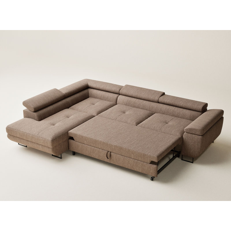 4 Seater Corner Sofa, Brown, Left Hand Facing