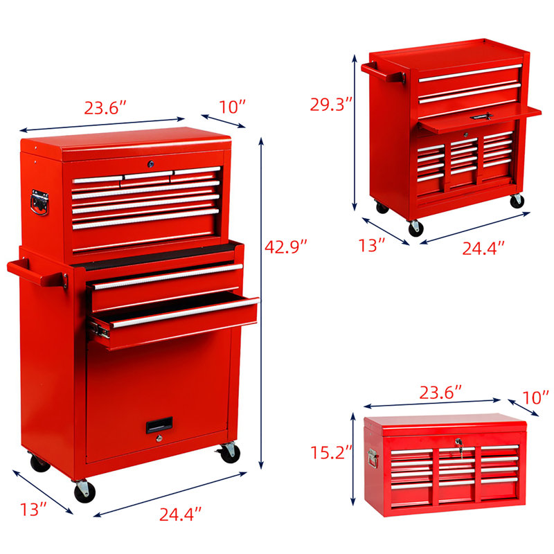 Ensemble 8 tiroirs Dipaydra, Rouge