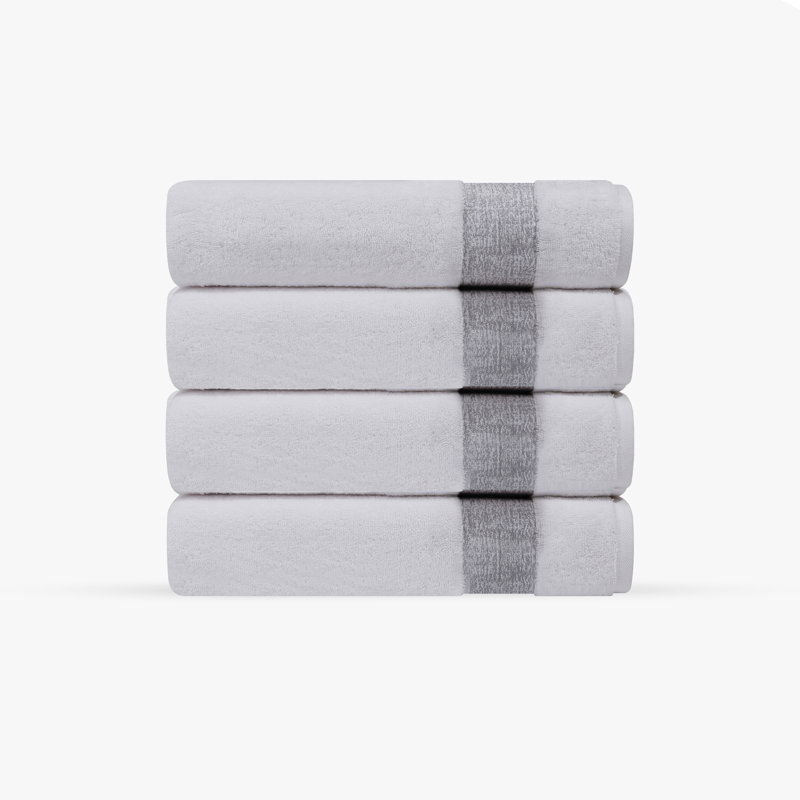 Jonnae 4 pcs Turkish Hand Towels Set, Silver