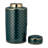Stoneware Ceramic Decorative Jar with Scalloped Motif and Removable Lid Glam Style Highlighted by Metallic Accents and Gloss Glaze for Display and Storage in Interior Design Arrangements-86741838-92624060
