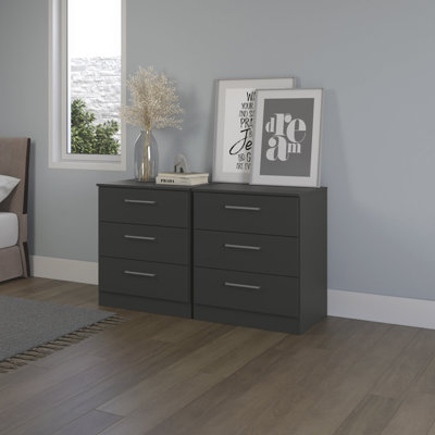 Conteh 25.6"W 3-Drawer Vertical Dresser Set of 2 – Modern Storage Solution